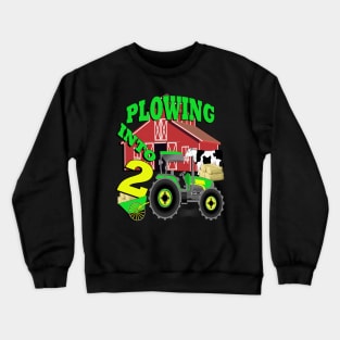 Birthday 2 Year Old Farming Themed Party, Cute Farm Second Birthday Gift Crewneck Sweatshirt